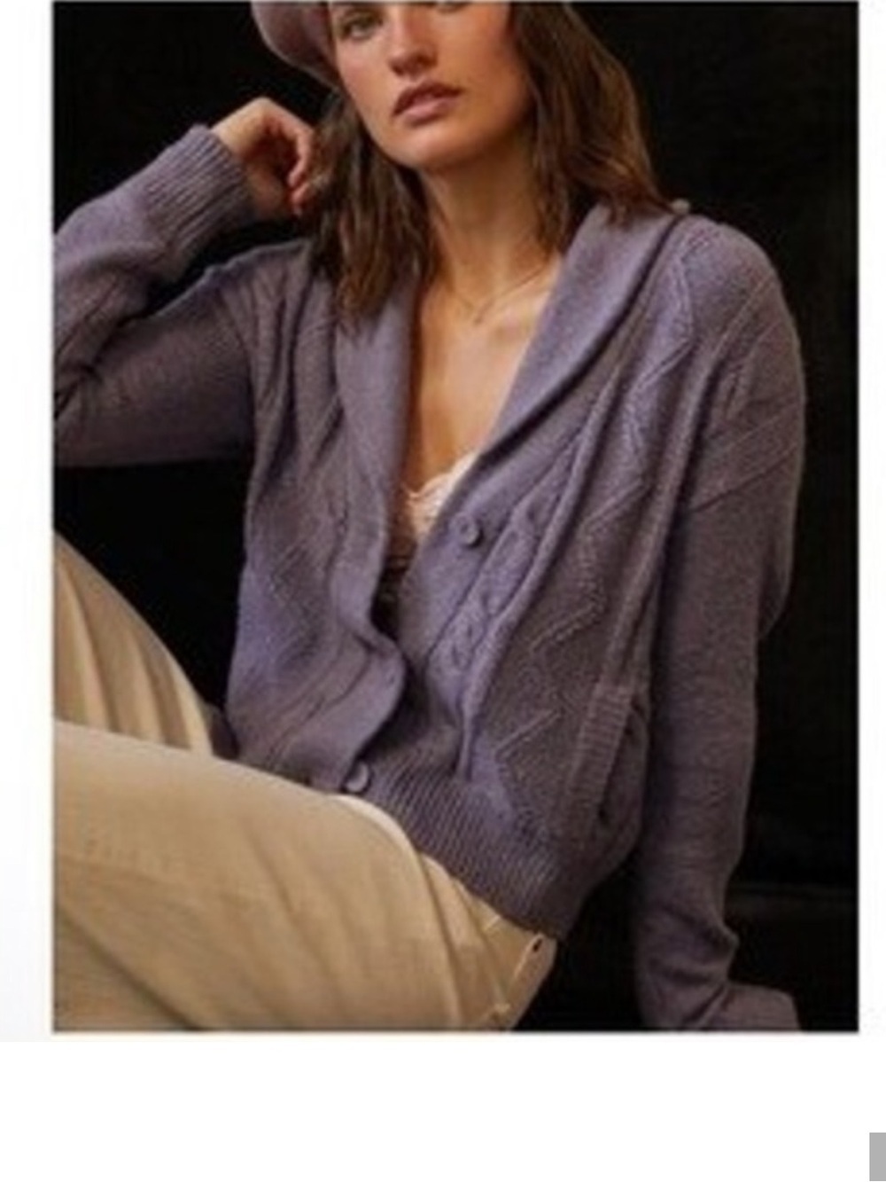 (BOGO FREE) Anthropologie Pilcro cable cardigan sweater purple Medium